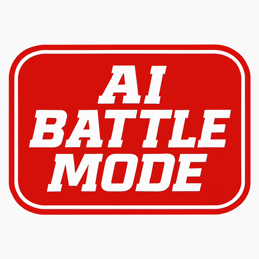 A UI button that says Ai Battle Mode in sports ESPN style fonts.
In-Game asset.  2d.  High contrast.  No shadows