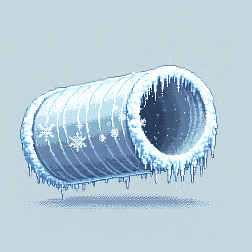 frosty tube. pixelated. 8 bit. Single Game Texture. In-Game asset. 2d. Blank background. High contrast. No shadows.