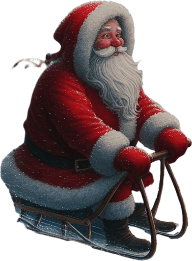 a pergament with a freezing santa on a sledge in the sky. There is the text: "using the stationary mode is useful, but only movement will warm you up"