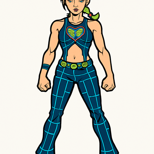 Jolyne cuerpo completo jojo's.
In-Game asset.  2d.  High contrast.  No shadows