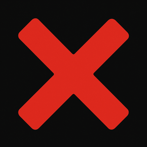 red X.
In-Game asset.  2d.  High contrast.  No shadows
