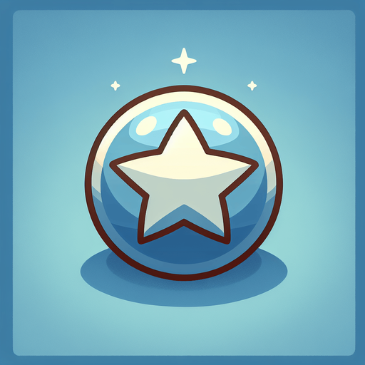 Una estrella redondita.
Single Game Texture.  In-Game asset.  2d.  Blank background.  High contrast.  No shadows