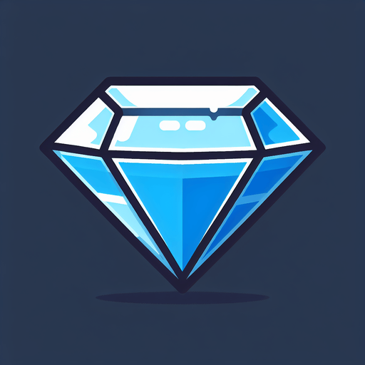 Алмаз, мультяшный.
Single Game Texture.  In-Game asset.  2d.  Blank background.  High contrast.  No shadows