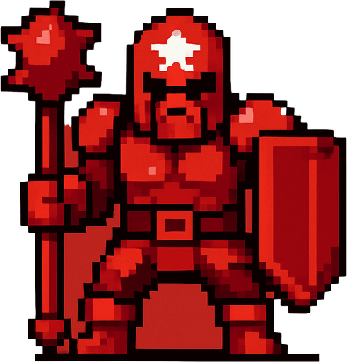 pixel art 
red gurdian.
In-Game asset.  2d.  High contrast.  No shadows