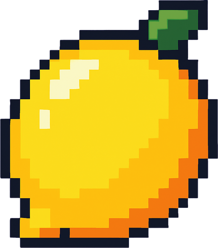 pixel art of a lemon.
In-Game asset.  2d.  High contrast.  No shadows
