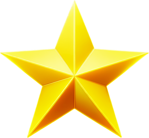 simple yellow rating star.
Modern video game style