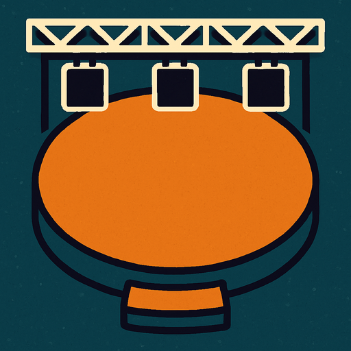 Topdown stageplay design no instruments or crowd, only the base.
In-Game asset.  2d.  High contrast.  No shadows