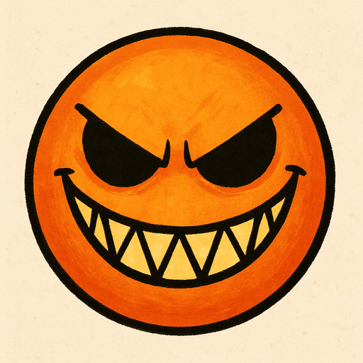A orange ball with a evil smile.
#2d