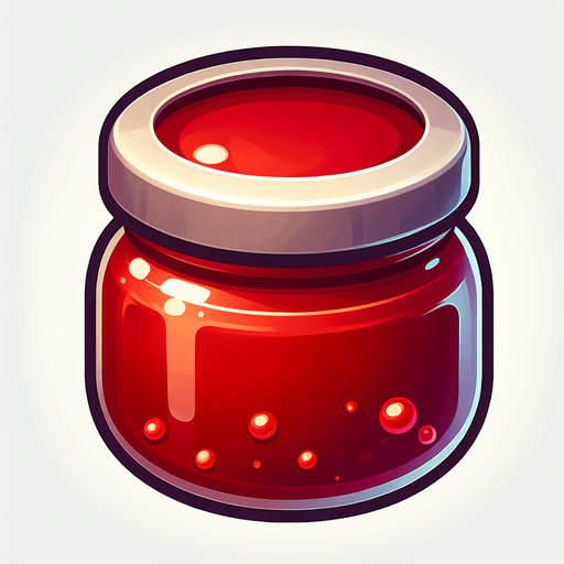 Red round jam matte finish.
Single Game Texture. In-Game asset. 2d. Blank background. High contrast. No shadows.