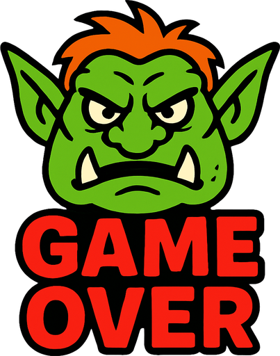 Troll game over.
In-Game asset.  2d.  High contrast.  No shadows
