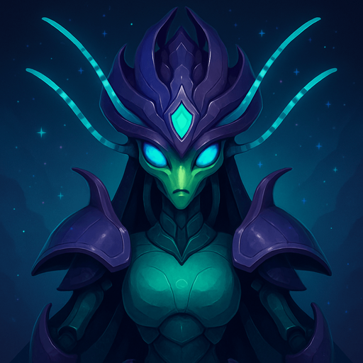 Front-facing icon, Fullscreen modern App Store art style with futuristic alien queenbug
, 16:9, high definition.  No text captions!