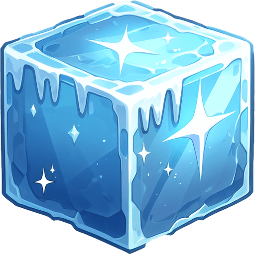 An ice cube.
Single Game Texture. In-Game asset. 2d. Blank background. High contrast. No shadows.