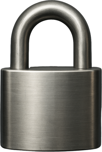 a closed metalic padlock. No visible key hole.
