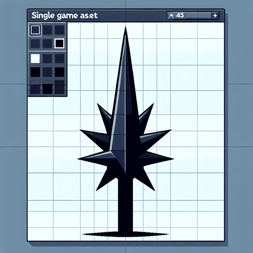 black spike.
Single Game Texture. In-Game asset. 2d. Blank background. High contrast. No shadows.
