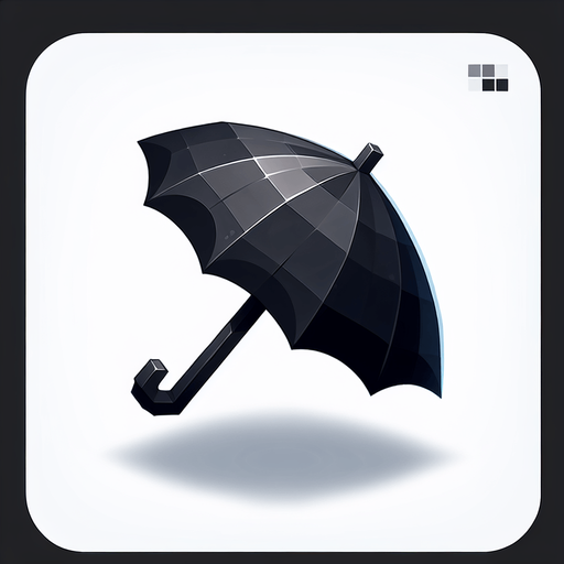 small black umbrella.
Single Game Texture. In-Game asset. 2d. Blank background. High contrast. No shadows.