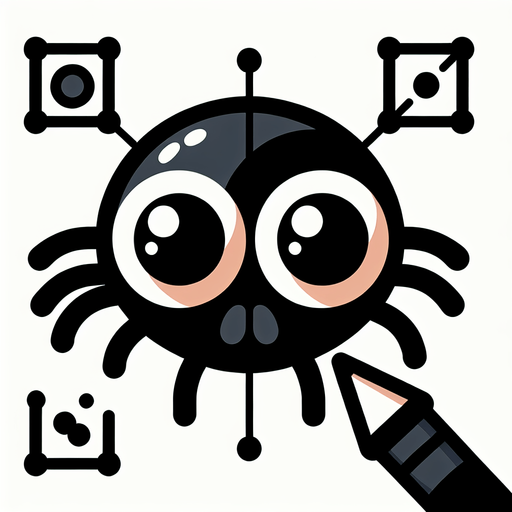 Cartoony looking spider, with two big round eyes
Single Game Texture. In-Game asset. 2d. Blank background. High contrast. No shadows.