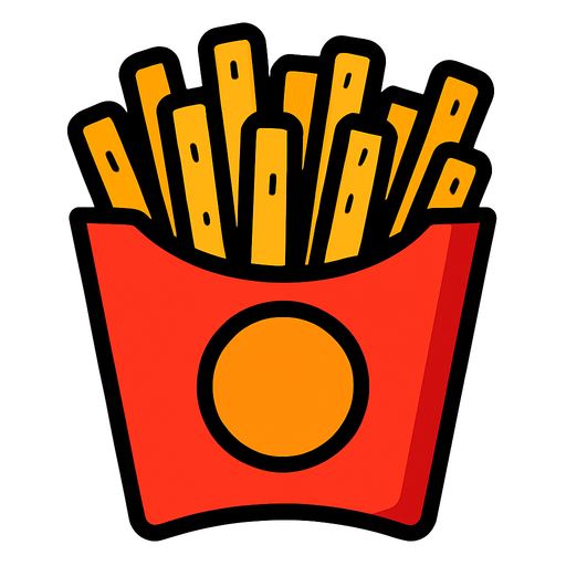 Oatates kızartması Fast Food.
In-Game asset.  2d.  High contrast.  No shadows