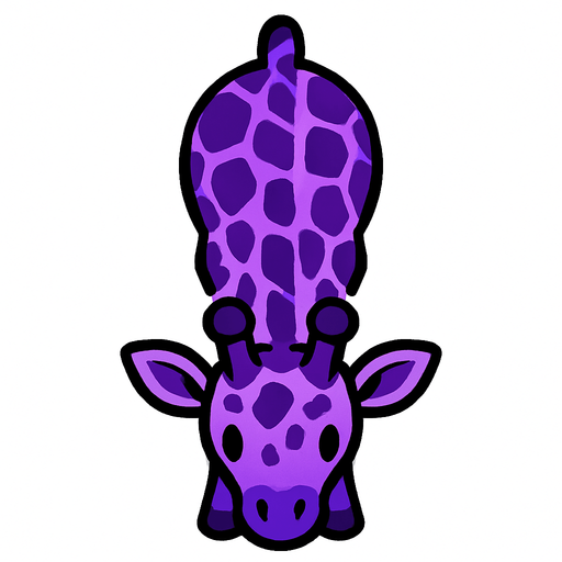 purple giraffe top view.
In-Game asset.  2d.  High contrast.  No shadows