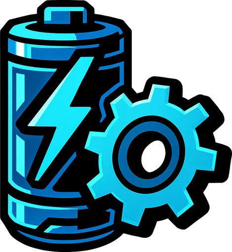 Hacer una batería futurista y un engranaje.
In-Game asset.  2d.  High contrast.  No shadows