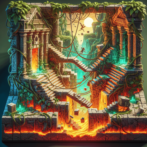 When describing a challenge's image, make it visual and engaging. Here's a structure to follow:

Visual Elements: Describe key objects, characters, or settings.
Mood/Atmosphere: Set the tone (fun, intense, adventurous).
Action/Scenario: Highlight what’s happening in the challenge.
Example 1 (Puzzle Challenge):
"A glowing maze with shimmering walls. Friends work together to guide a light orb through the twisting paths under a starry sky."

Example 2 (Action Challenge):
"An ancient jungle temple surrounded by vines and traps. Players leap across crumbling platforms to escape a rising flood of lava.".
Single Game Texture. In-Game asset. 2Template Text for Challenge:
Template Structure:
Challenge Name
Objective
Instructions
Reward/Point System
Example Template:

Challenge Name: Lava Leap
Objective: Cross the temple without falling into the lava.
Instructions: Use the arrow keys to jump between platforms. Time your jumps carefully to avoid obstacles.
Reward: Earn 10 points for each successful jump and a bonus for completing the level quicklyd. Blank background. High contrast. No shadows.