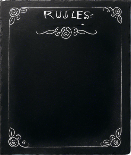 "RULES" handwritten in chalk