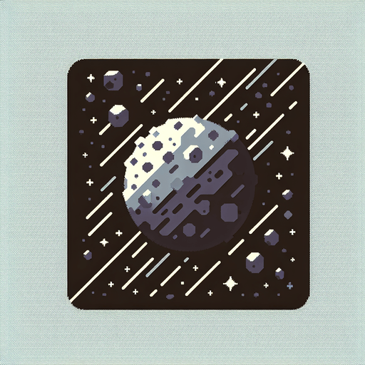 астероид.
Single Game Texture. In-Game asset. 2d. Blank background. High contrast. No shadows.