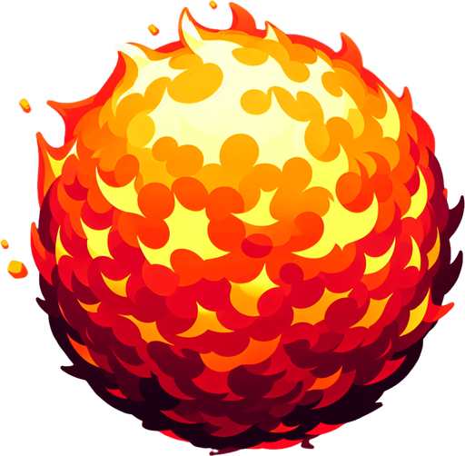 Fireball.
Single Game Texture. In-Game asset. 2d. Blank background. High contrast. No shadows.