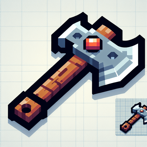 8-bit. cartoon. axe. in game asset. no shadow..
Single Game Texture. In-Game asset. 2d. Blank background. High contrast. No shadows.