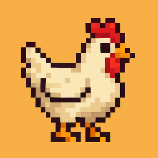 pixel art chicken.
In-Game asset.  2d.  High contrast.  No shadows