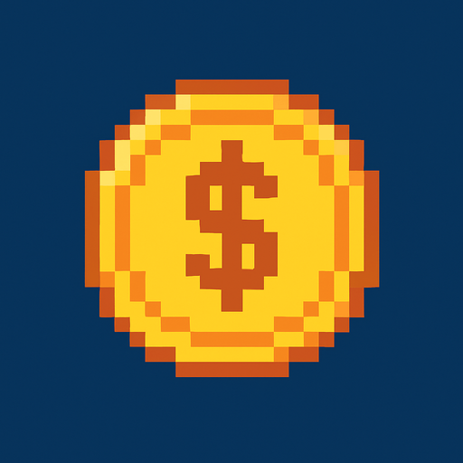 Gold money 2d pixelart.
In-Game asset.  2d.  High contrast.  No shadows