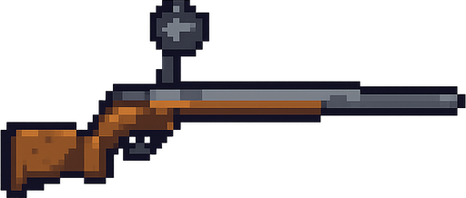 pixelart sniper. No background. Transparent background. Blank background. No shadows. 2d. In-Game asset. flat