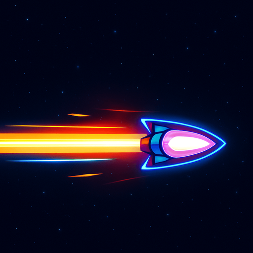 ProjectileSpace shooter oyununda, uzay gemisinin ucundan çıkan, ileriye doğru düz bir hat üzerinde giden ışıklı mermi (projectile) çizer misin? Görsel olarak enerjik, fütüristik ve renkli olabilir. Arka planda uzay boşluğu olabilir. transparent.
In-Game asset.  2d.  High contrast.  No shadows