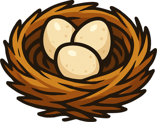kuş yuvası.
In-Game asset.  2d.  High contrast.  No shadows