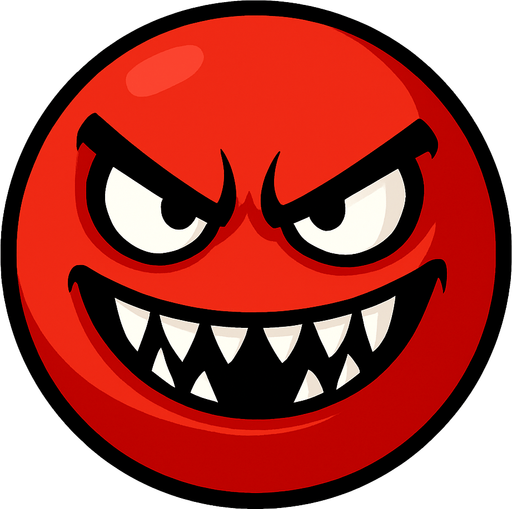 A red ball with a evil face.
In-Game asset.  High contrast.  No shadows
