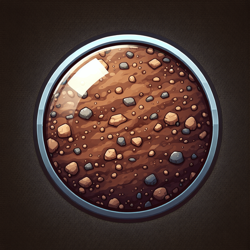 soil button.
Single Game Texture.  In-Game asset.  2d.  Blank background.  High contrast.  No shadows
