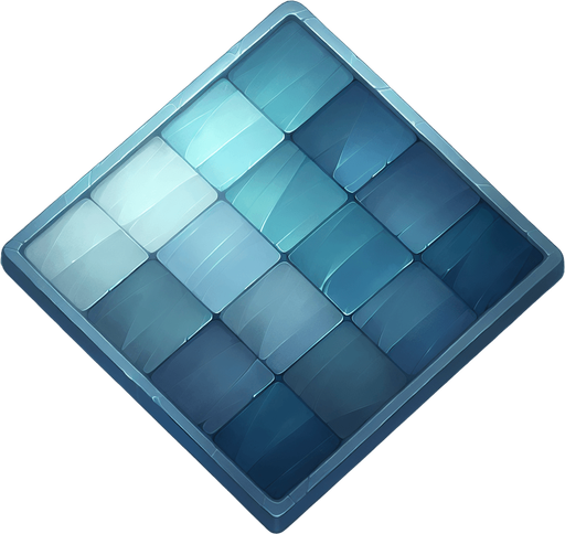 Generate a high-quality asset representing a **single square background tile** for a match-3 game cell, inspired by the cell interiors in the provided Candy Crush screenshot, but made **significantly more transparent**.

*   **Shape:** A perfect **square**.
*   **Base Appearance:**
    *   **Color:** A **muted, desaturated, cool grey-blue** or **dark teal-grey**.
    *   **Texture:** Contains an **extremely subtle, fine-grained texture** (like faint diagonal lines or uniform digital noise) integrated into the color.
*   **Transparency:** The key feature is **increased translucency**. The tile should be **moderately to significantly see-through**, allowing layers placed underneath it to be clearly visible. It should *not* be fully opaque like the original screenshot implies, nor fully transparent (invisible). Aim for roughly **40-60% opacity**.
*   **Lighting:** Maintain **soft, even, ambient lighting** across the surface of the square. No internal highlights or shadows within the tile.
Single Game Texture.  In-Game asset.  2d.  Blank background.  High contrast.  No shadows