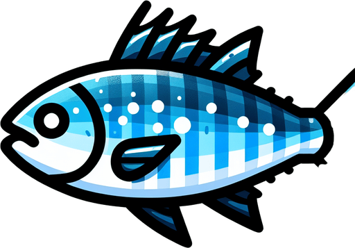 A fish.
Single Game Texture.  In-Game asset.  Blank background.  High contrast.  No shadows