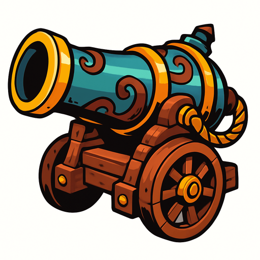 Cannon from the fantasy.
In-Game asset.  2d.  High contrast.  No shadows