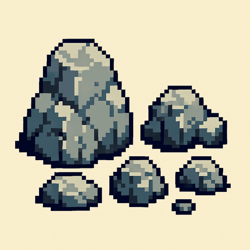 pixel kayalar.
In-Game asset.  2d.  High contrast.  No shadows