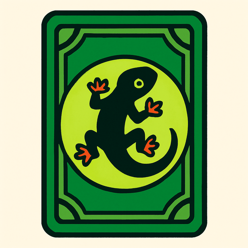 Green card packet with a Salamander in the center.
In-Game asset.  2d.  High contrast.  No shadows