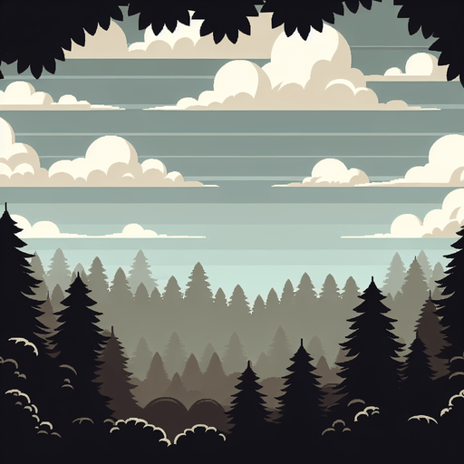 Orman vektör gökyüzü gölgeli hafif siyah Arka plan.
Single Game Texture.  In-Game asset.  2d.  Blank background.  High contrast.  No shadows