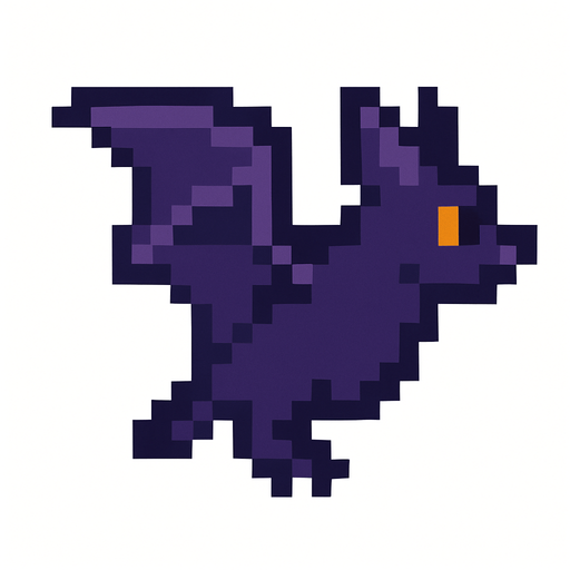 Make a 8-bit looking left side bat.
In-Game asset.  2d.  High contrast.  No shadows
