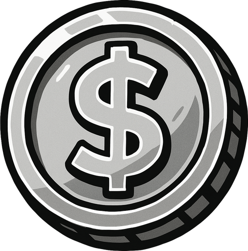 Silver coin.
In-Game asset.  2d.  High contrast.  No shadows
