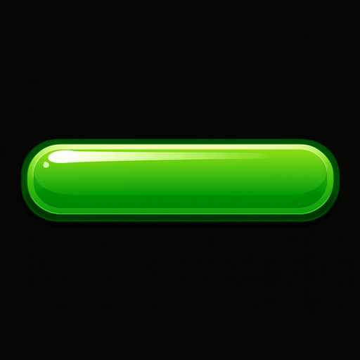 Long, shiny green button.
In-Game asset.  2d.  High contrast.  No shadows