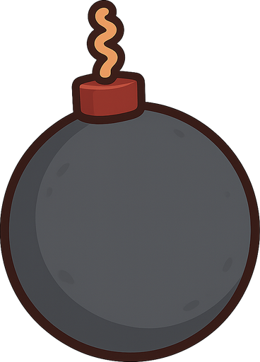 A bomb. No background. Transparent background. Blank background. No shadows. 2d. In-Game asset. flat