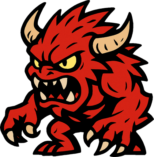 Red wild  monster.
In-Game asset.  2d.  High contrast.  No shadows