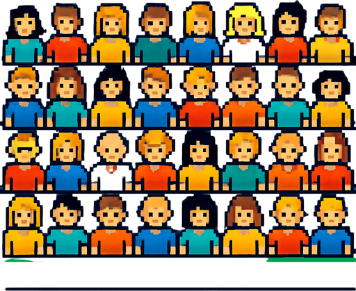 pixelart tennis audience, looking down.
In-Game asset.  2d.  High contrast.  No shadows