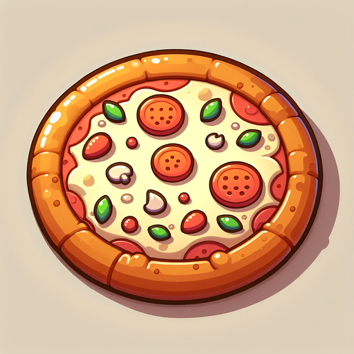 çiğ pizza.
Single Game Texture.  In-Game asset.  2d.  Blank background.  High contrast.  No shadows