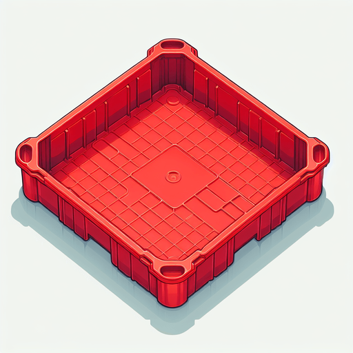 red plastic tray. topdown view.
Single Game Texture. In-Game asset. 2d. Blank background. High contrast. No shadows.