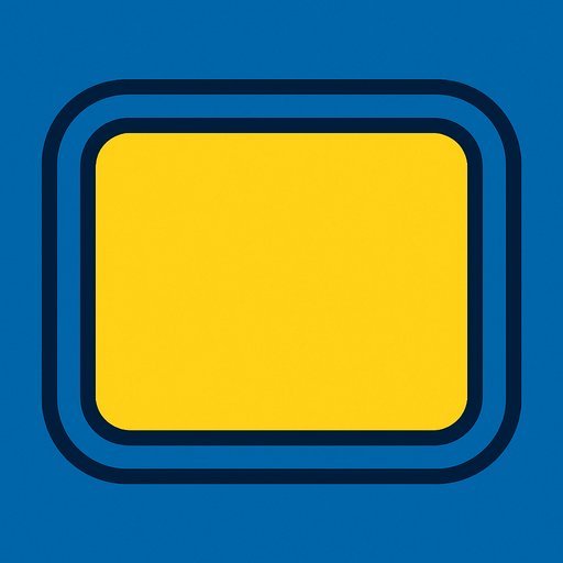 A rounded rectangle frame with both the inside and the border colored — no text inside. Colors can be yellow, blue, or white..
In-Game asset.  2d.  High contrast.  No shadows